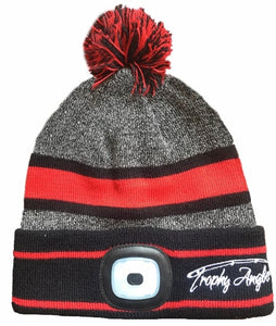 Trophy Rechargable 200 Lumen LED Knit Grey/Red Pom Hat – All Ice